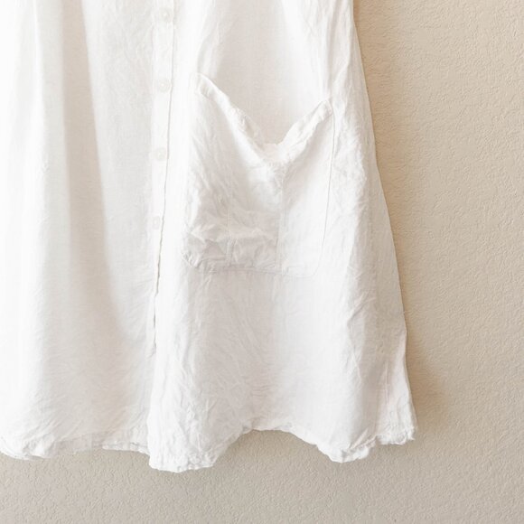 Cannisse White Linen Skirt Size 10 Button Front Midi Minimalist European Flowy - Picture 7 of 12